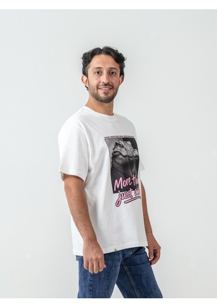 Unisex Erkek/kadın Oversize Bisiklet Yaka %100 Pamuk Pink Croco Baskılı T-Shirt modelleri
