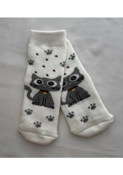 Kedi Desenli Bebek ve Çocuk Çorabı 2'li Set - Pamuklu ve Kaydırmaz Havlu Kalın Çocuk Çorap fiyatları