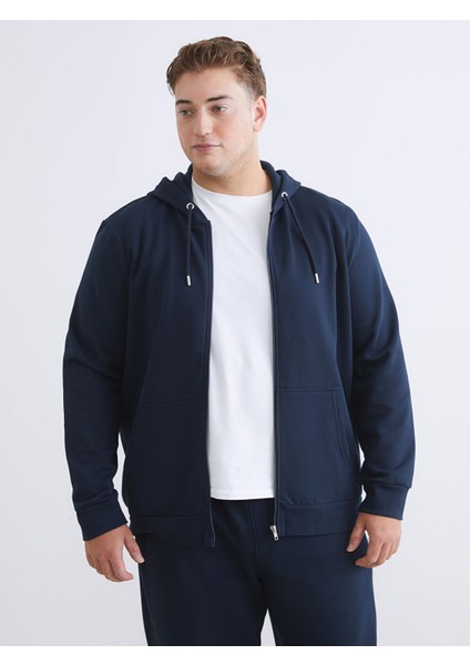 Yeni Sezon Büyük Beden Kapüşonlu Erkek Kalın Fermuarlı Sweatshirt