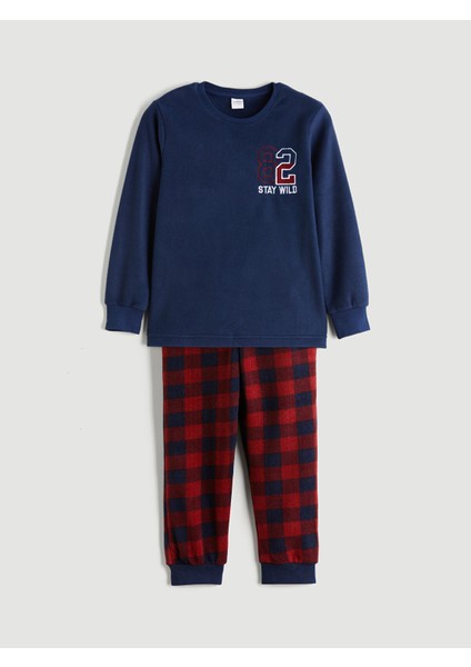 Yeni Sezon Bisiklet Yaka Polar Erkek Çocuk Pijama Takımı