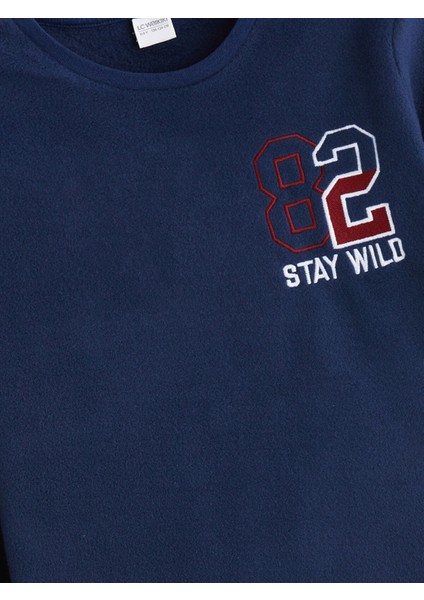 Yeni Sezon Bisiklet Yaka Polar Erkek Çocuk Pijama Takımı modelleri