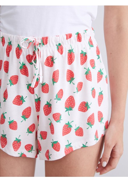 Yeni Sezon Beli Lastikli Desenli Kadın Şort Pijama Altı modelleri