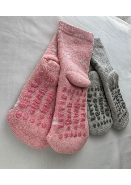 Kedi Desenli Bebek ve Çocuk Çorabı 2'li Set Pamuklu ve Kaydırmaz Havlu Kalın Çocuk Çorap modelleri