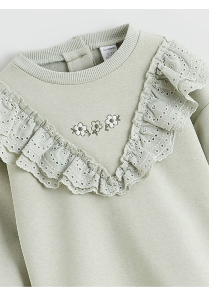 Yeni Sezon Fırfırlı Çiçekli Kız Bebek Sweatshirt ve Tayt modelleri