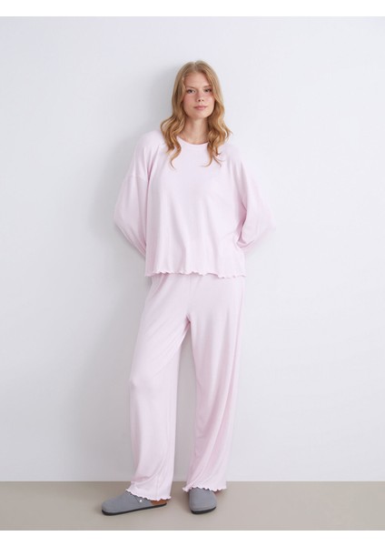 Yeni Sezon Bisiklet Yaka Kadın Pijama Takımı