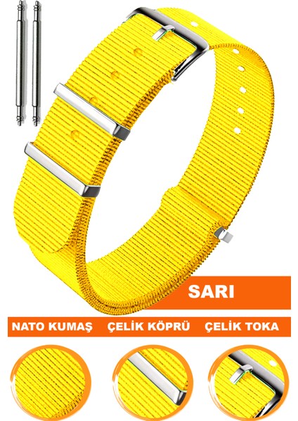 18mm-20mm-22mm-24mm saatlerle uyumlu nato kumaş tekstil saat kordonu kayışı n32nyl1-y