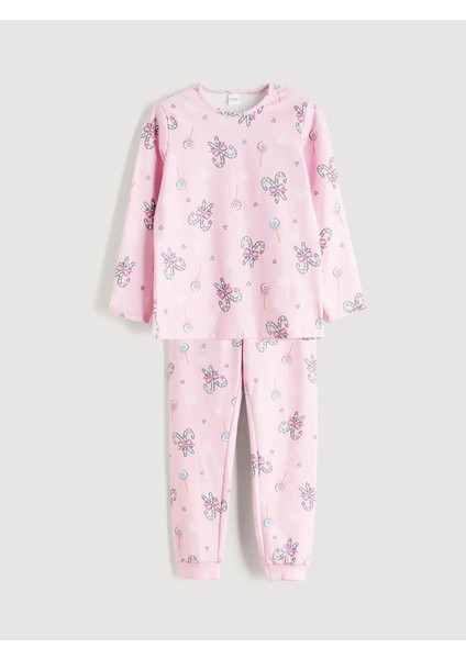 Yeni Sezon Bisiklet Yaka Kız Çocuk Pijama Takımı