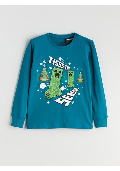 Yeni Sezon Bisiklet Yaka Minecraft Baskılı Erkek Çocuk Pijama Takımı fiyatları