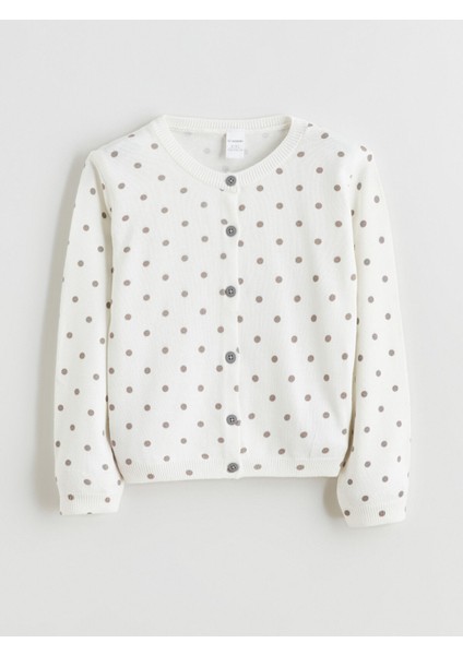 Yeni Sezon Bisiklet Yaka Puantiyeli Kız Çocuk Triko Hırka