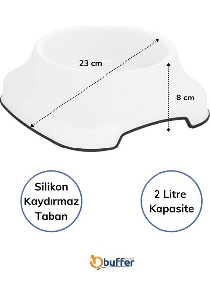 Silikon Kaydırmaz Taban Plastik Kedi ve Köpek Mama ve Su Kabı 2 L (4172) modelleri