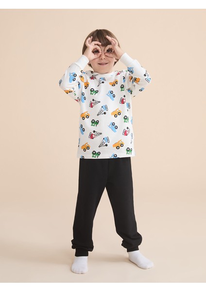 Yeni Sezon Bisiklet Yaka Erkek Çocuk Pijama Takımı