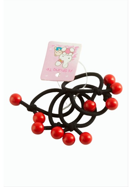 Kırmızı Boncuklu Lastikli Toka 5 Adet