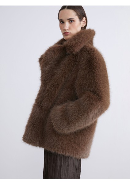 Yeni Sezon Ceket Yaka Kadın Kürk Mont