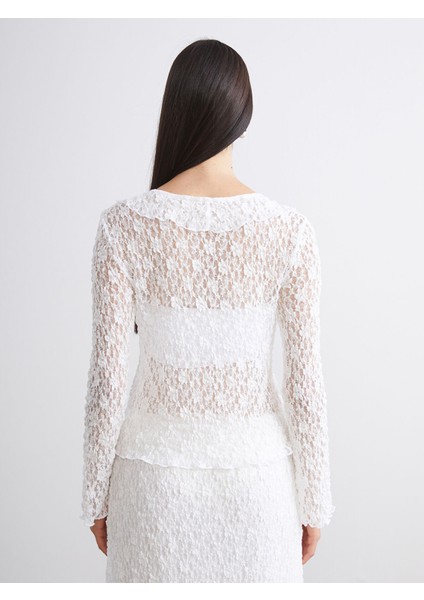 Yeni Sezon Bağlamalı Yaka Ajurlu Dantelli Kadın Hırka fırsatları