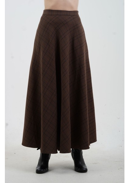 Kahve Ekose Verev Etek modelleri