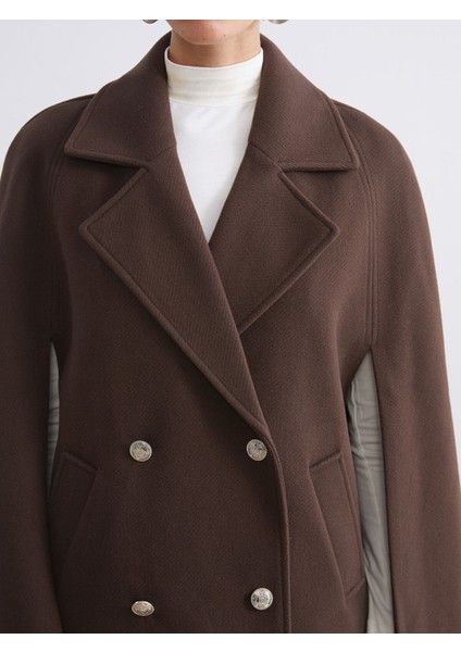 Yeni Sezon Kruvaze Yaka Kadın Kaşe Panço modelleri