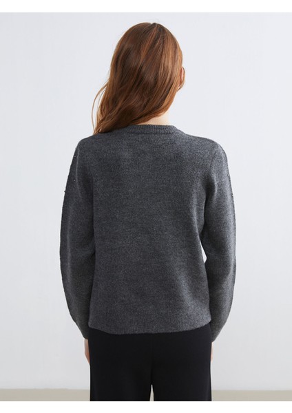 Yeni Sezon Bisiklet Yaka Taşlı Kadın Triko Hırka fırsatları