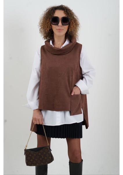 Kahve Cepli Nubuk Bluz