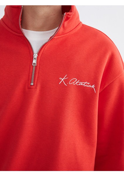 Yeni Sezon Dik Yaka Atatürk Temalı Erkek Kalın Sweatshirt modelleri