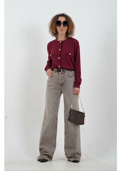 Bordo Flato Cepli Düğmeli Hırka fiyatları