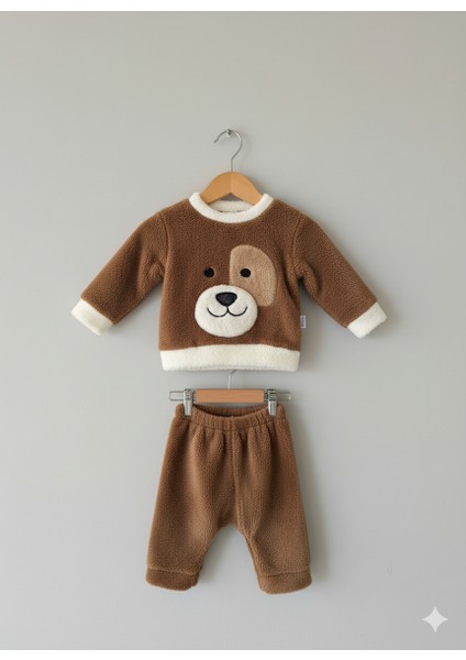 Erkek Bebek Sevimli Köpek Figürlü Peluş Bebek Alt Üst Kışlık Takım Bebek Giyim fiyatları