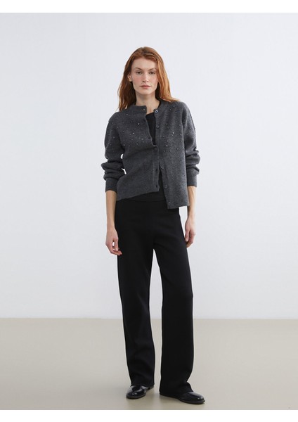 Yeni Sezon Bisiklet Yaka Taşlı Kadın Triko Hırka fiyatları