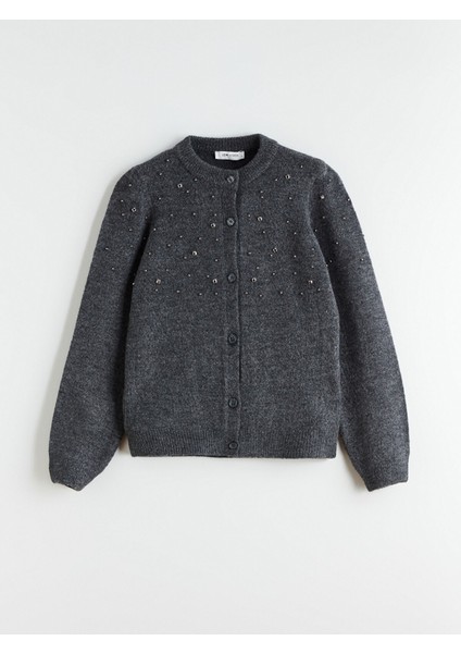 Yeni Sezon Bisiklet Yaka Taşlı Kadın Triko Hırka indirimleri