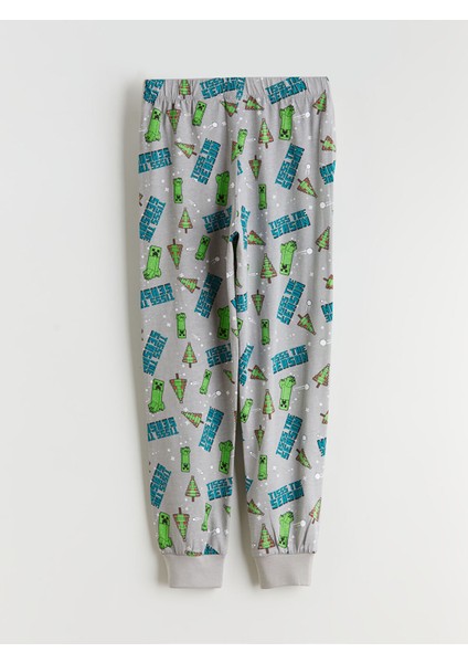 Yeni Sezon Bisiklet Yaka Minecraft Baskılı Erkek Çocuk Pijama Takımı indirimleri