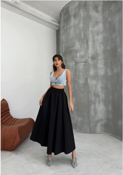 85 cm - Siyah Midi Paraşüt Kadın Etek fiyatları