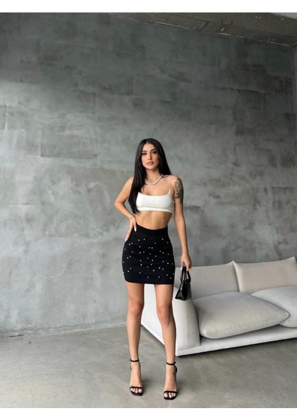 Incili Mini Triko Etek
