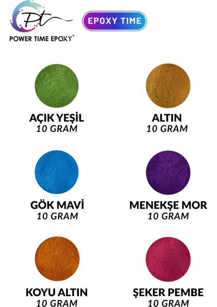 6'lı Sedefli Metalik Toz Pigment Boya / Menekşe Mor/ Şeker Pembe/ Açık Yeşil/ Gök Mavi/ Altın/ Koyu Altın fiyatları