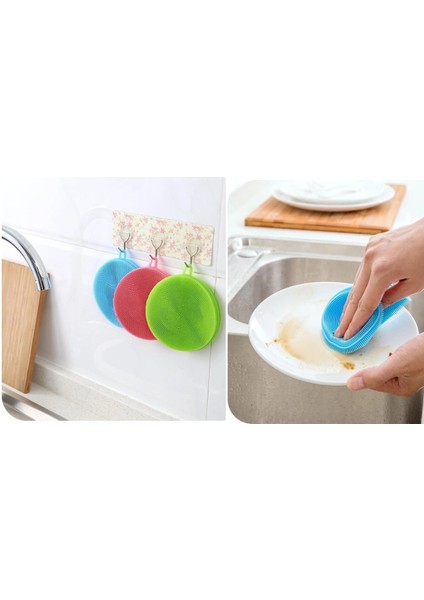 2 Li Çok Amaçlı Silikon Bulaşık Fırçası -Nihale- Tutacak modelleri