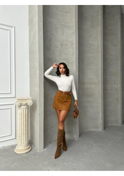 Taba Kemerli Mini Kadın Etek modelleri