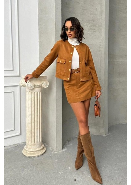 Taba Kemerli Mini Kadın Etek fırsatları