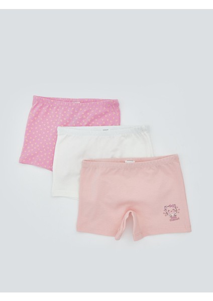 Yeni Sezon Baskılı Beli Lastikli Kız Çocuk Boxer 3'lü