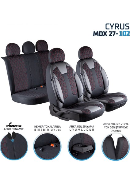 Honda Crx Deri Detaylı Oto Koltuk Kılıfı Ön Arka Set Cyrus Seri Siyah Kırmızı Scr fırsatları