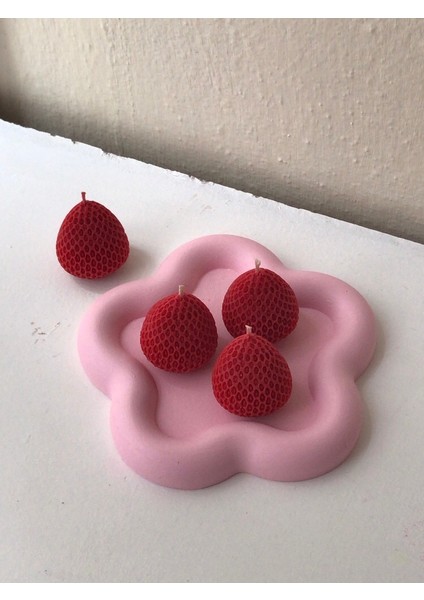 3'lü Dekoratif Çilek Soya Mumu