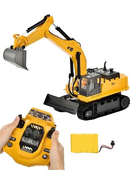 Metal Uçlu 360 Dönen 15 Kanal LED Işıklı Konsol Kumandalı Şarjlı Ekskavatör Oyuncak Kepçe fiyatları