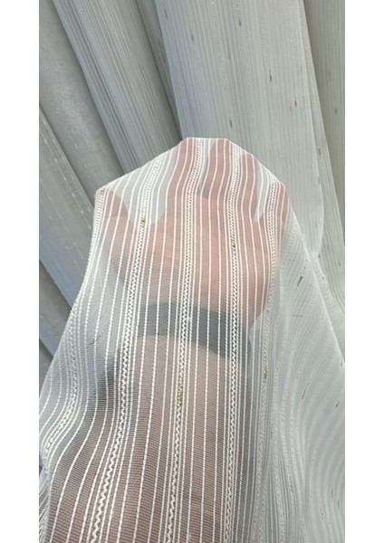 Sudem Altın Işlemeli Tül 1/3 Pileli