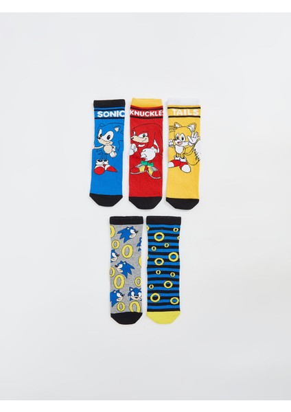 Yeni Sezon Sonic Desenli Erkek Çocuk Soket Çorap 5'li