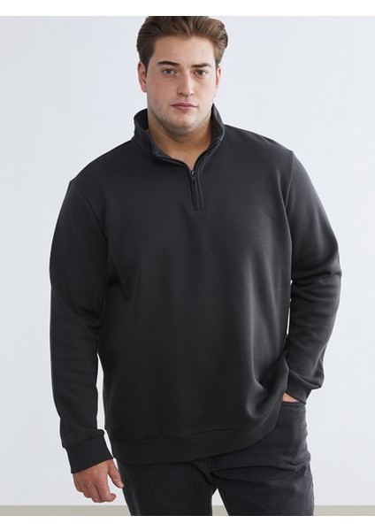 Yeni Sezon Büyük Beden Dik Yaka Erkek Sweatshirt