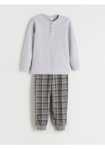 Yeni Sezon Bisiklet Yaka Erkek Çocuk Pijama Takımı