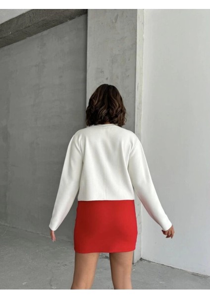 Kırmızı Kaşe Taşlı Mini Etek modelleri