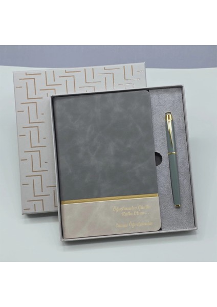 Öğretmenler Gününe Özel Deri Defter ve Kalem Set