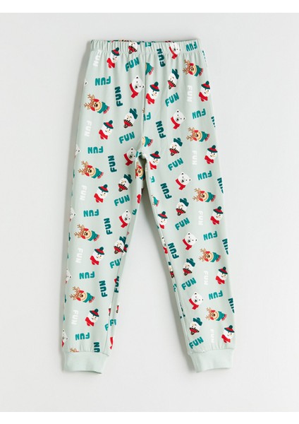 Yeni Sezon Bisiklet Yaka Yılbaşı Temalı Erkek Çocuk Pijama Takımı indirimleri