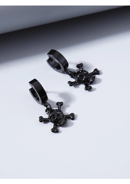 Sıkıştırmalı Mıknatıslı Kuru Kafa Model Sallantılı Erkek 316L Çelik Küpe 1 Adet modelleri