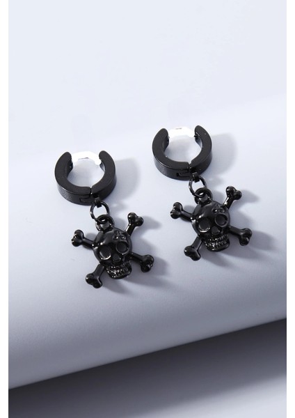 Sıkıştırmalı Mıknatıslı Kuru Kafa Model Sallantılı Erkek 316L Çelik Küpe 1 Adet fırsatları