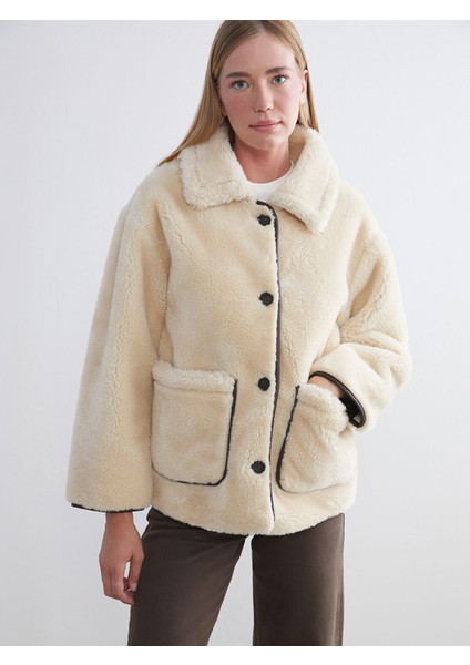 Yeni Sezon Gömlek Yaka Oversize Kadın Pelüş Mont indirimleri
