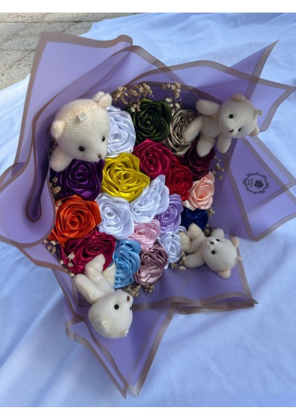 19'lu Ayıcıklı Solmayan Gül Buketi fiyatları