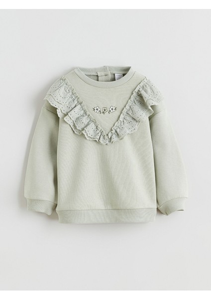 Yeni Sezon Fırfırlı Çiçekli Kız Bebek Sweatshirt ve Tayt fiyatları